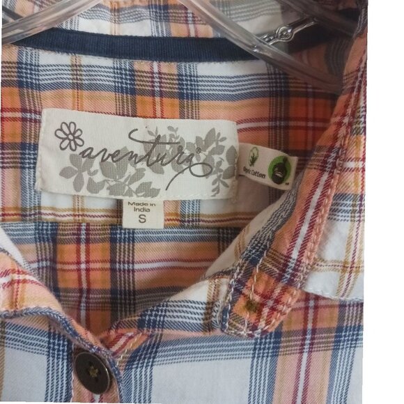 Aventura Women Plaid Button-Up Long-Sleeve Organic Cotton Multicolor Small - Picture 3 of 14